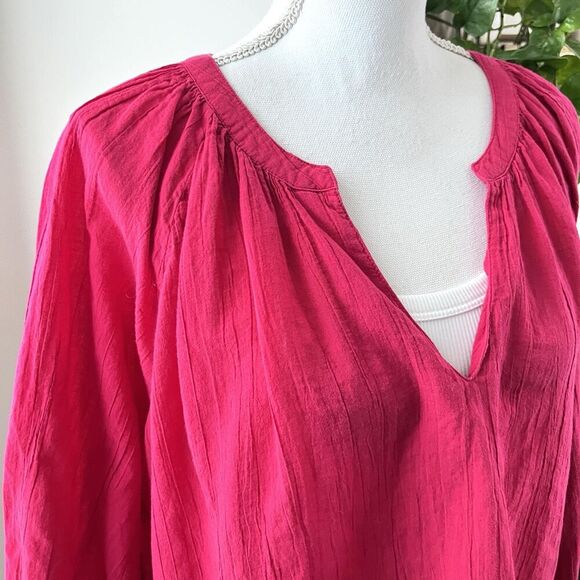 Old Navy Hot Pink *Barbiecore* Soft Lightweight Flowy Summer Blouse Festival XL - Picture 2 of 8